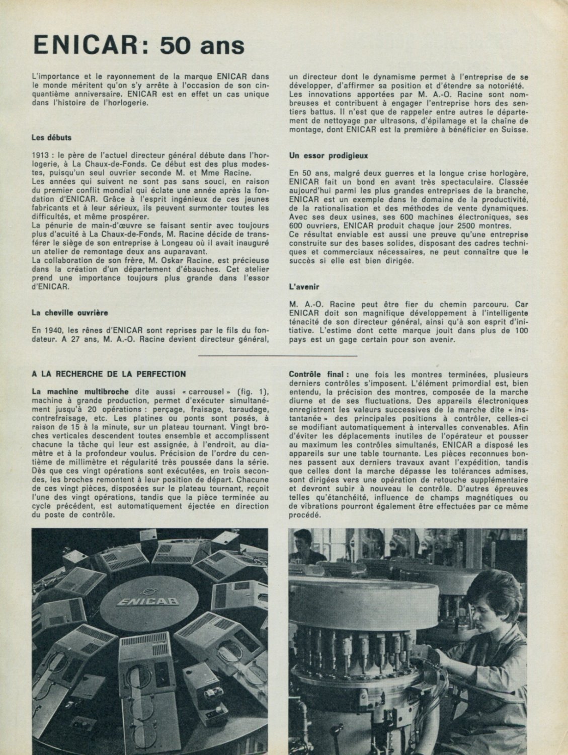 1963 Enicar Watch Company 50th Anniversary 50 Ans 1963 Swiss Magazine Article Horology Horlogerie