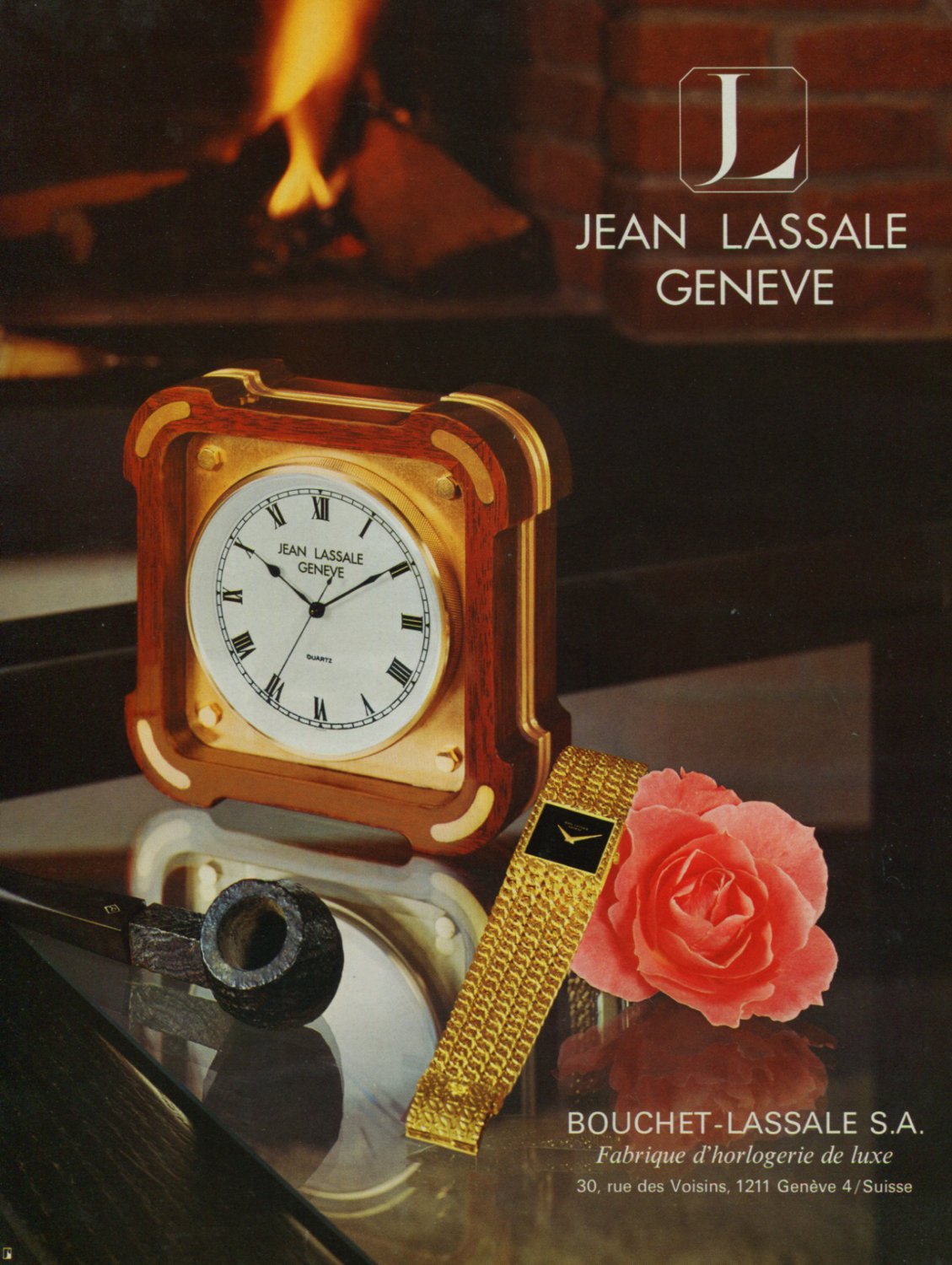 1976 Jean Lassale Watch Company Bouchet-Lassale SA Switzerland Vintage 1976 Swiss Ad Suisse Advert