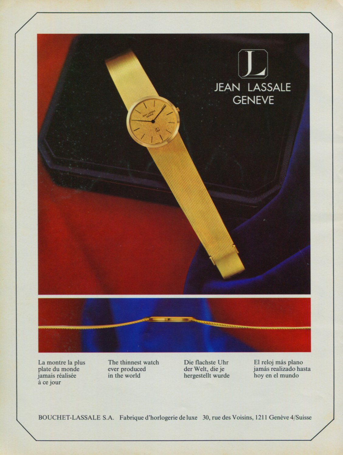 1976 Jean Lassale Watch Company Bouchet-Lassale SA Switzerland Vintage ...