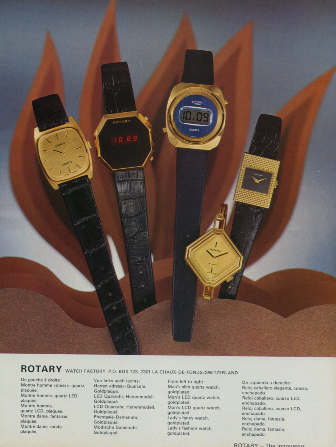 1976 Rotary Watch Company Switzerland Vintage 1976 Swiss Ad Suisse