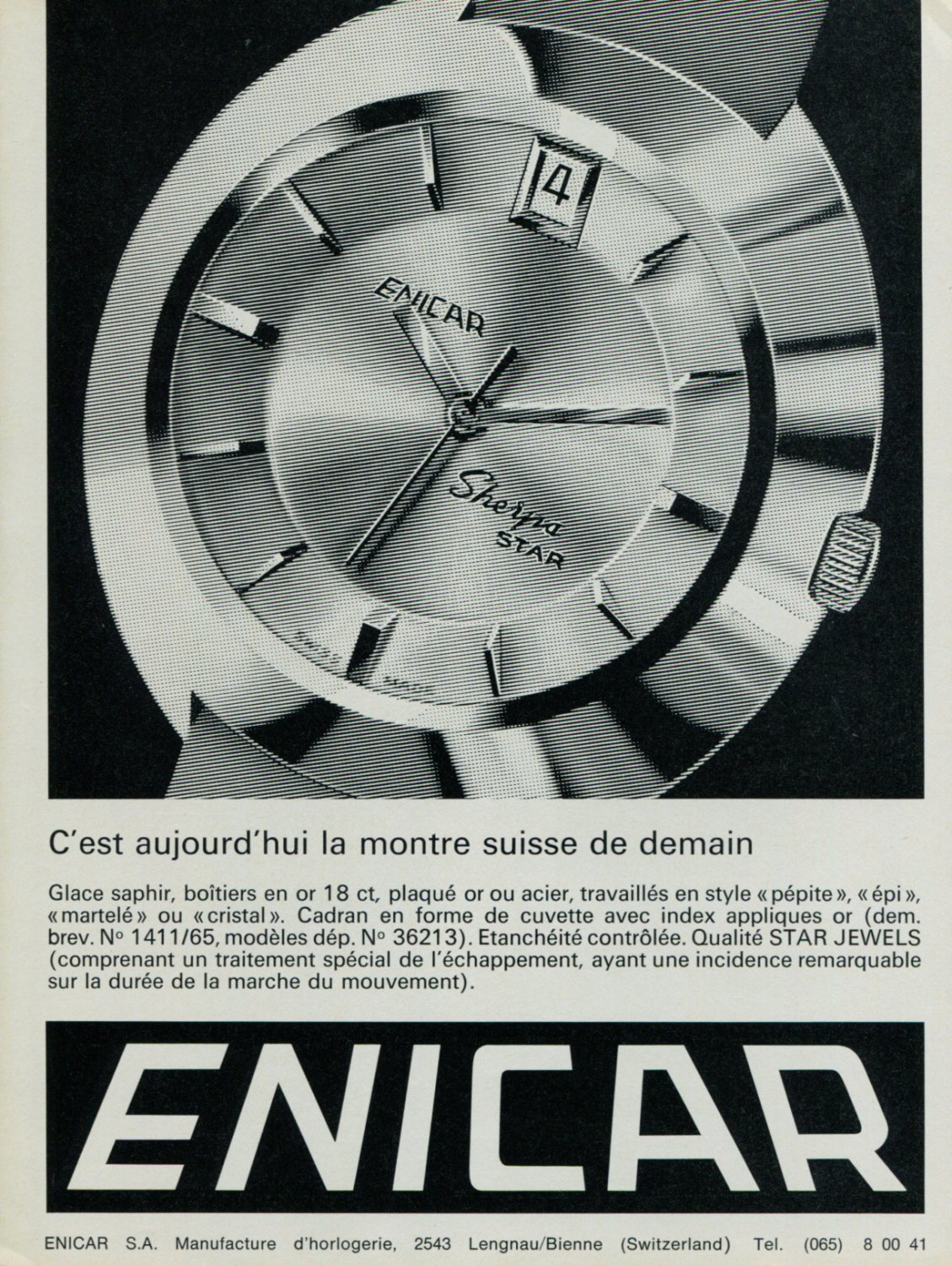 1967 Enicar Watch Company Switzerland Vintage 1967 Swiss Ad Suisse Advert Sherpa Star