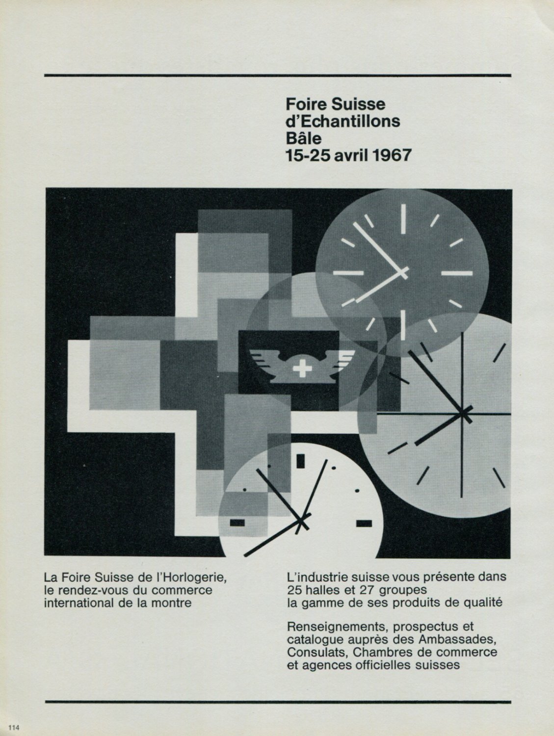 1967 Foire Suisse d'Echantillons Bale Swiss Watch Fair Swiss Ad Suisse Advert Horlogerie Horology