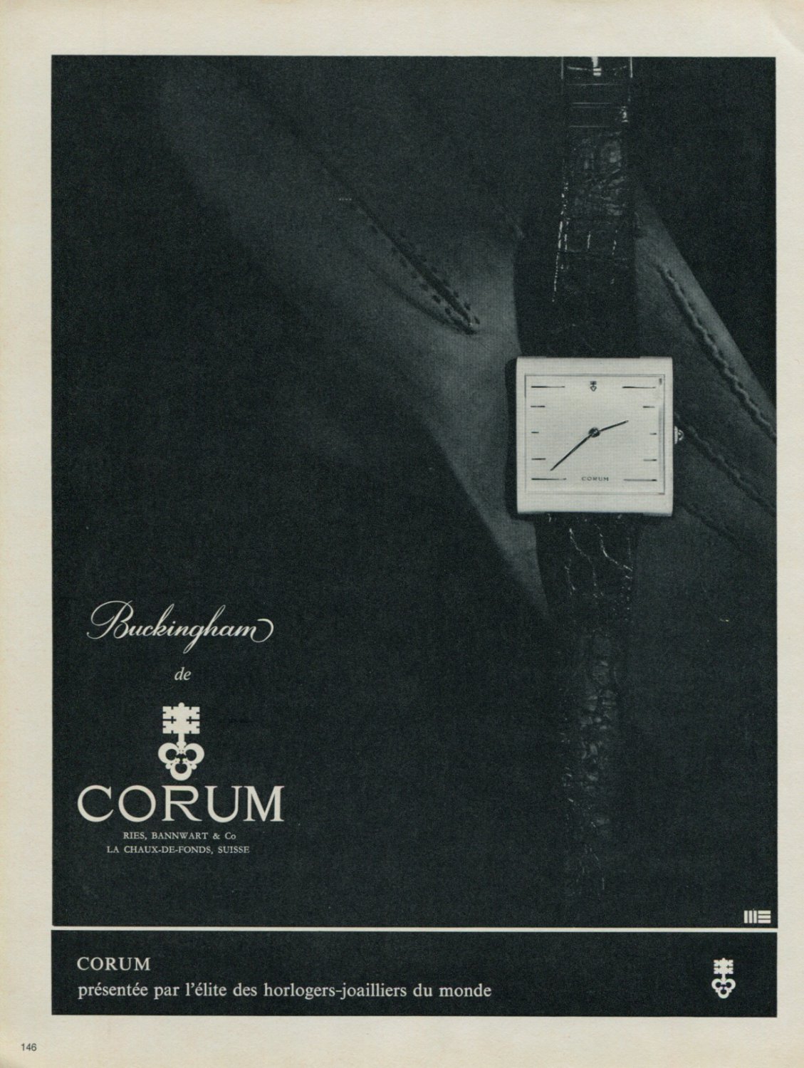 1967 Corum Watch Company Switzerland 1967 Swiss Ad Suisse Advert Ries, Bannwart & Co.