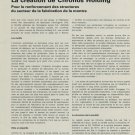 1967 La Creation de Chronos Holding S.A. 1967 Swiss Magazine Article Suisse Horlogerie Horology Cyma 1967 La Creation de Chronos Holding S.A. 1967 Swiss Magazine Article Suisse Horlogerie Horology Cyma