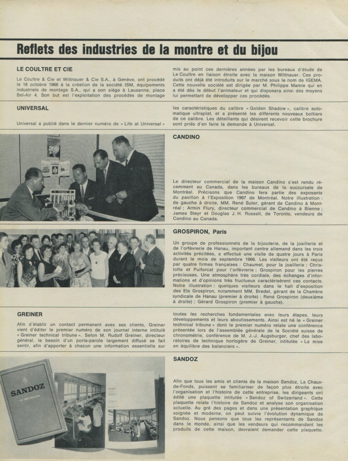 LeCoultre Benrus Longines Omega Bulova Hamilton 1967 Swiss Magazine Clipping Horlogerie Horology