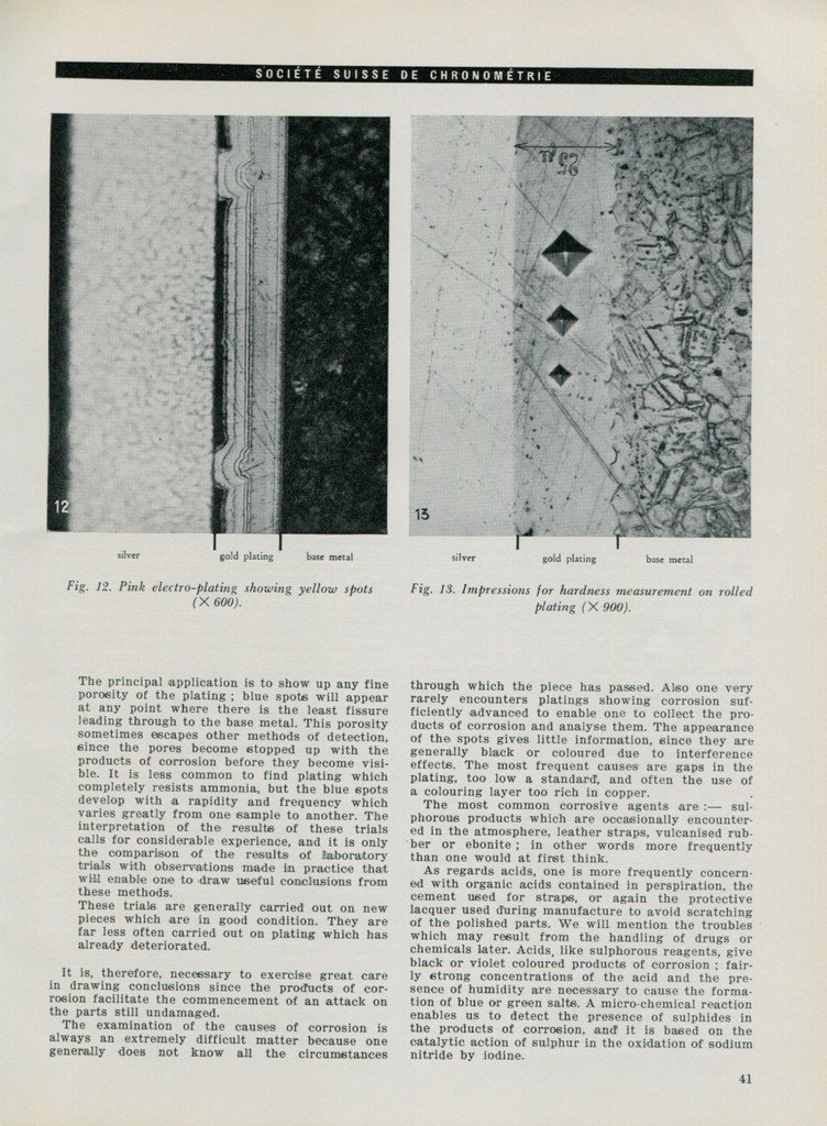 1950 Methods for the Examination of Gold Plating Vintage 1950 Swiss Magazine Article Horology