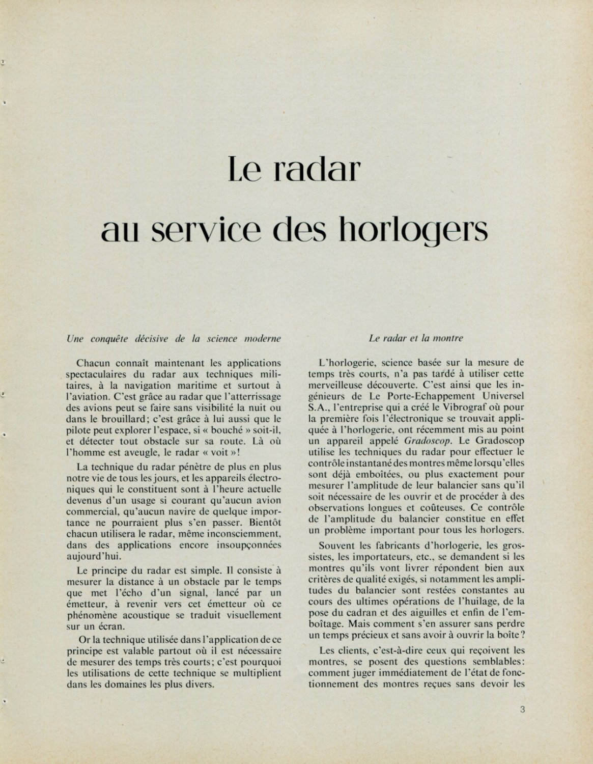 1958 Gradoscop Le Radar au Service des Horlogers 1958 Swiss Magazine Article Horology Horlogerie