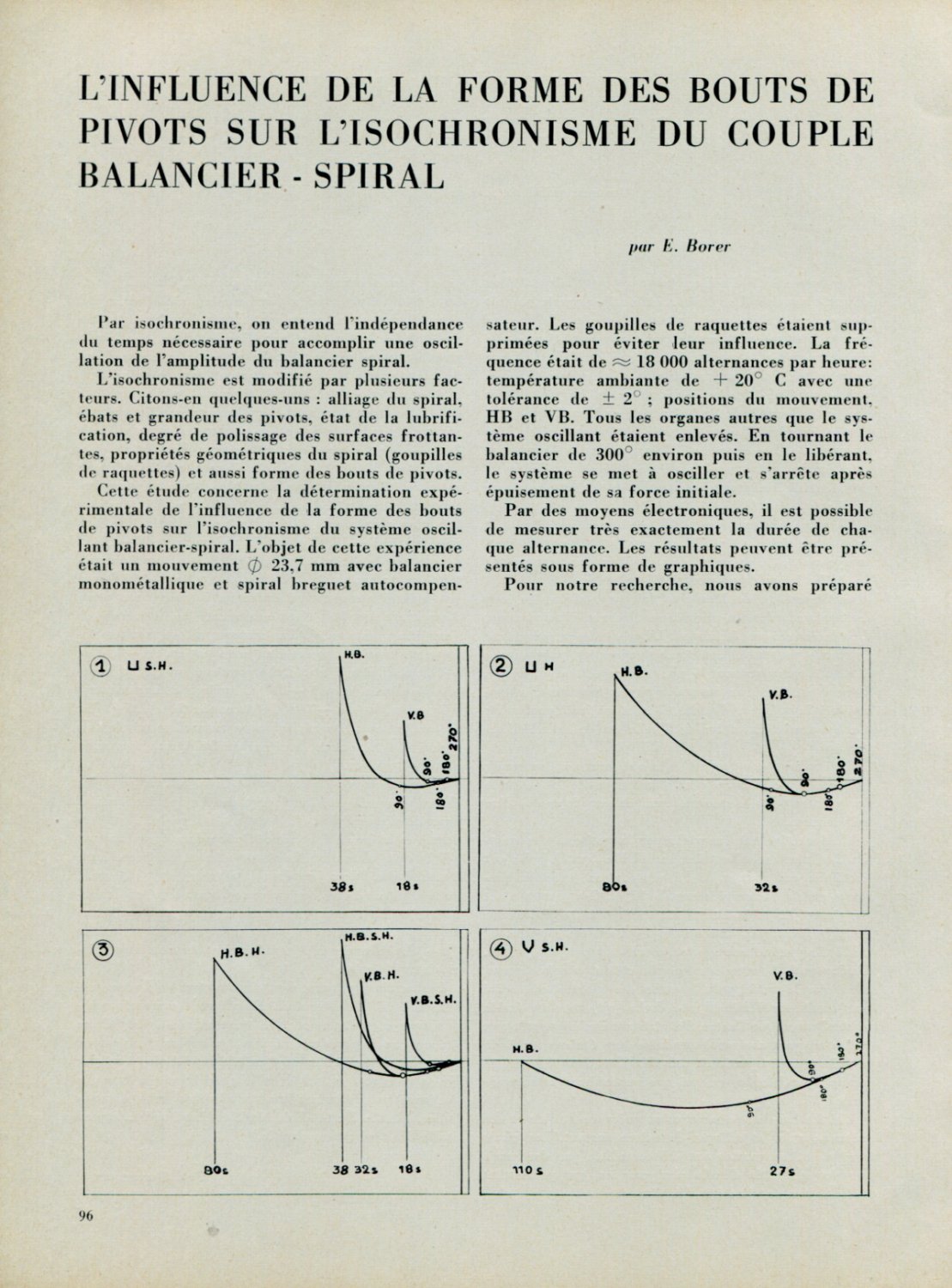 1953 l'Influence de la Forme des Bouts de Pivots 1953 Swiss Magazine Article Horlogerie Horology