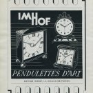 1951 Imhof Clock Company Switzerland Vintage 1951 Swiss Ad Suisse Advert Arthur Imhof Pendulettes