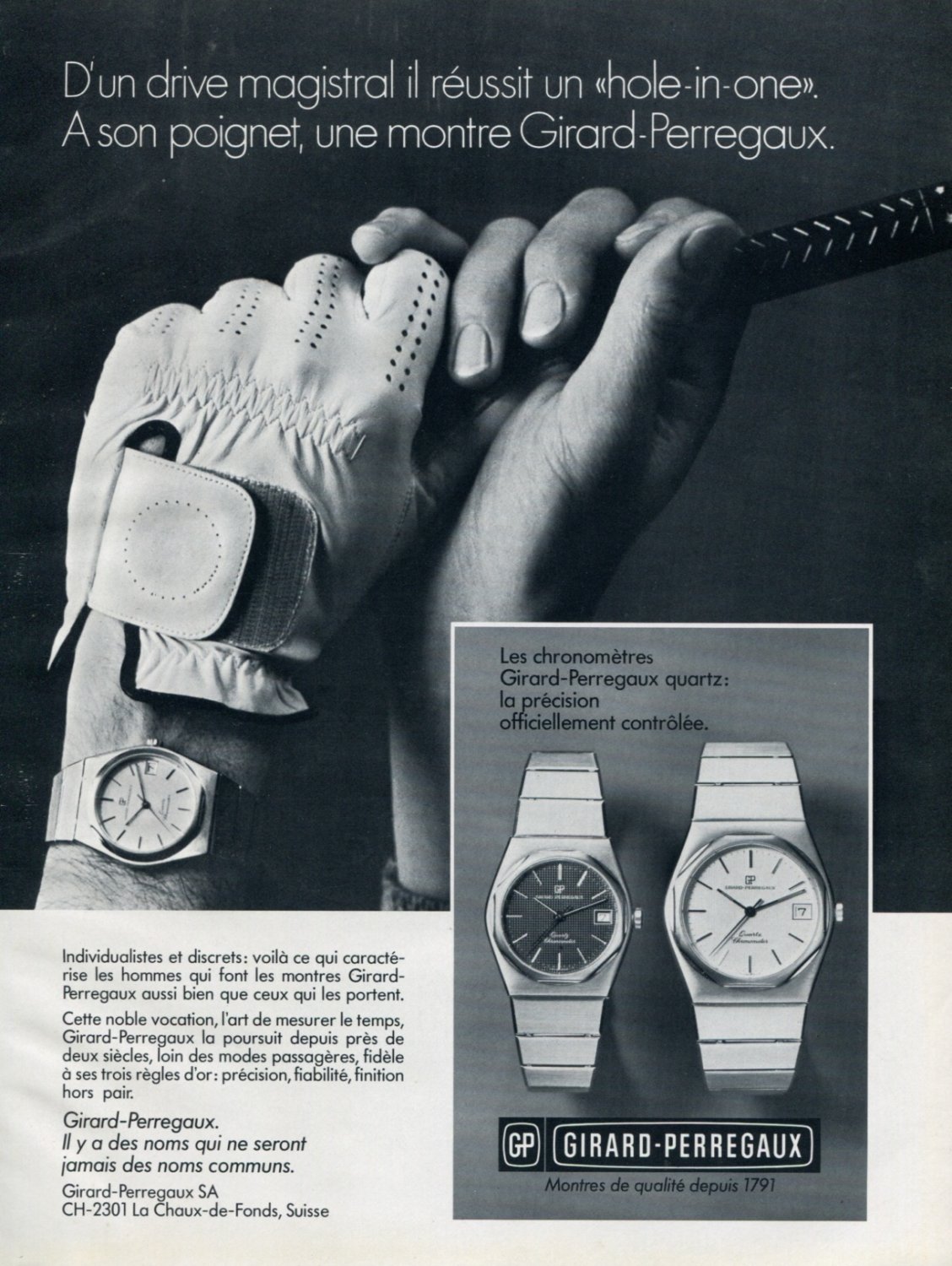 Girard-Perregaux Watch Company Switzerland 1980 Swiss Ad Suisse Advert Horology Horlogerie