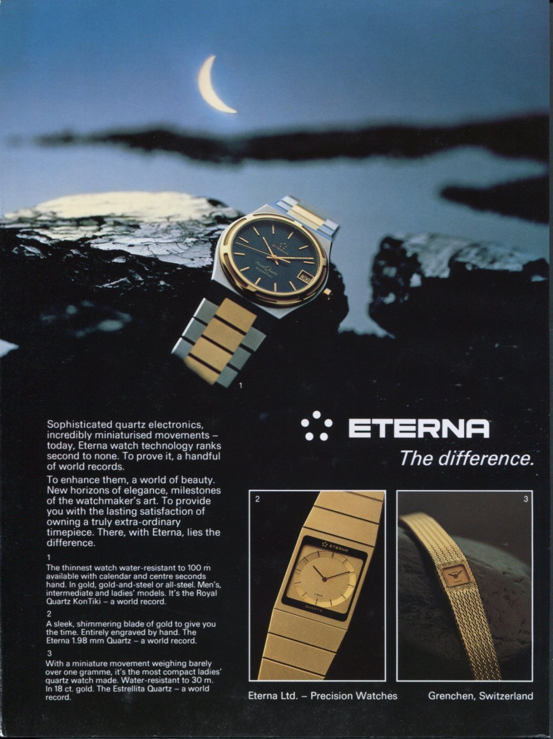 Eterna Watch Company Grenchen Switzerland 1980 Swiss Ad Suisse Advert Horology Horlogerie