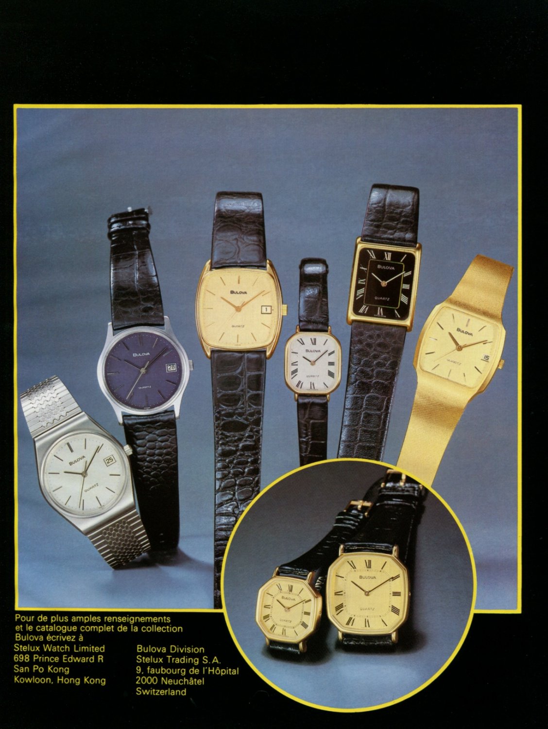 Bulova Watch Company Switzerland Stelux Watch Co. 1980 Swiss Ad