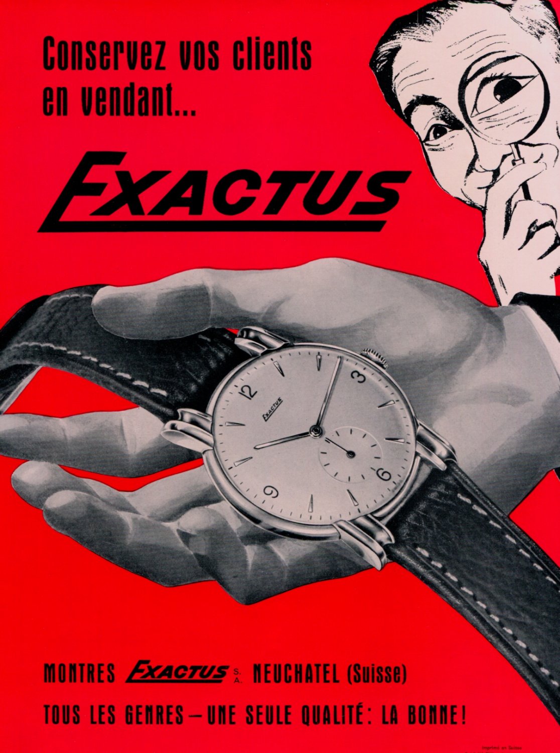 1953 Exactus Watch Company Montres Exactus SA Advert 1953 Swiss Ad Suisse Advert