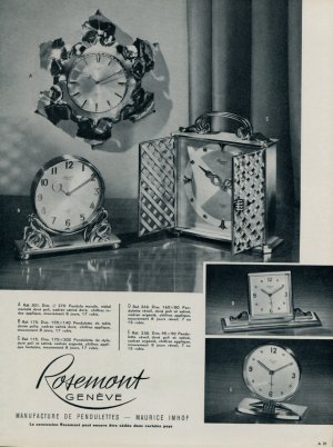 1955 Rosemont Clock Company Rosemont Geneve Maurice Imhof Vintage