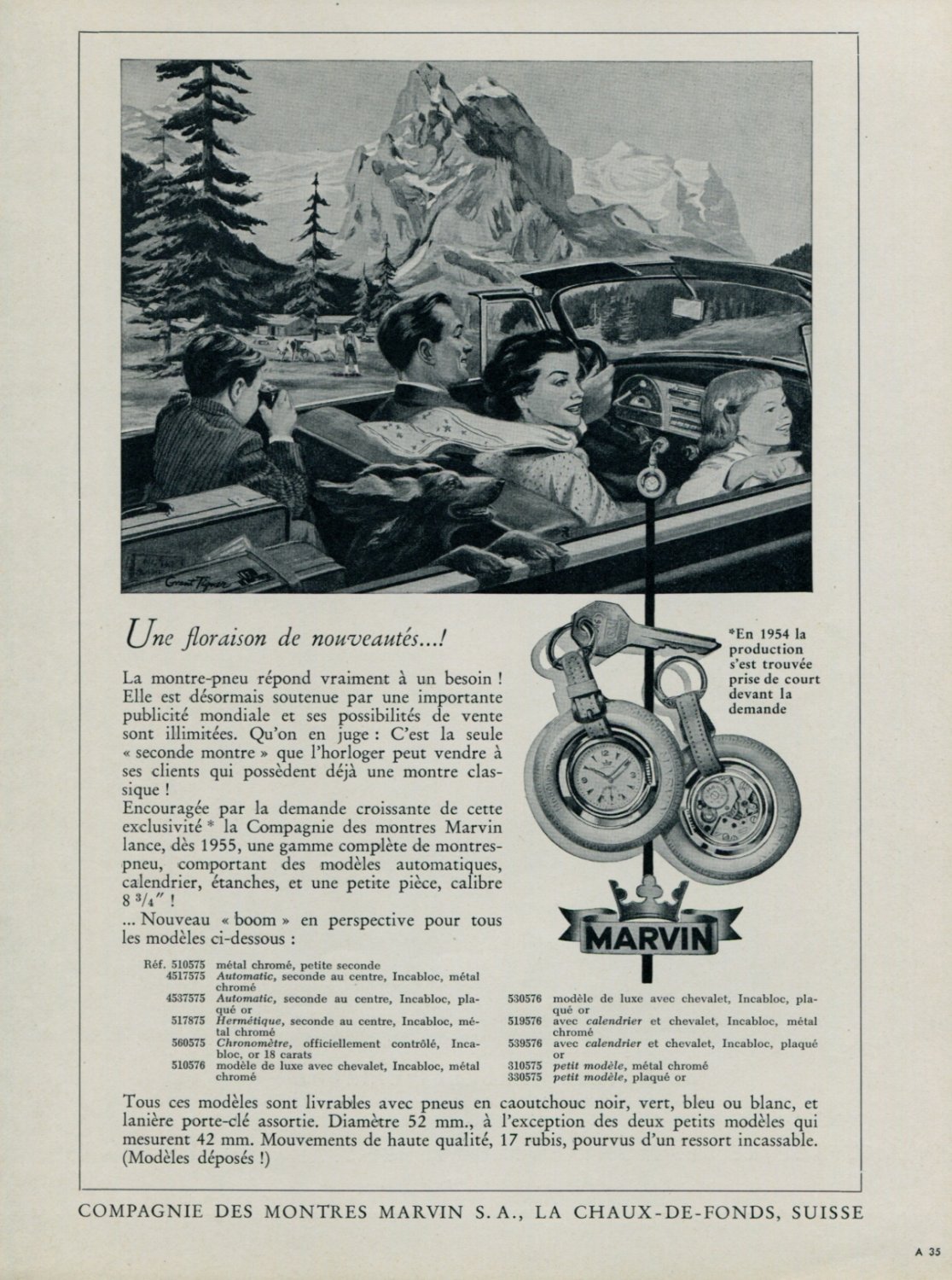 1955 Marvin Watch Company Montres Marvin SA Advert Vintage 1955 Swiss Ad Suisse Advert Horlogerie