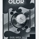 1951 Olor Watch Company Switzerland Vintage 1951 Swiss Ad Suisse Advert Horology Horlogerie