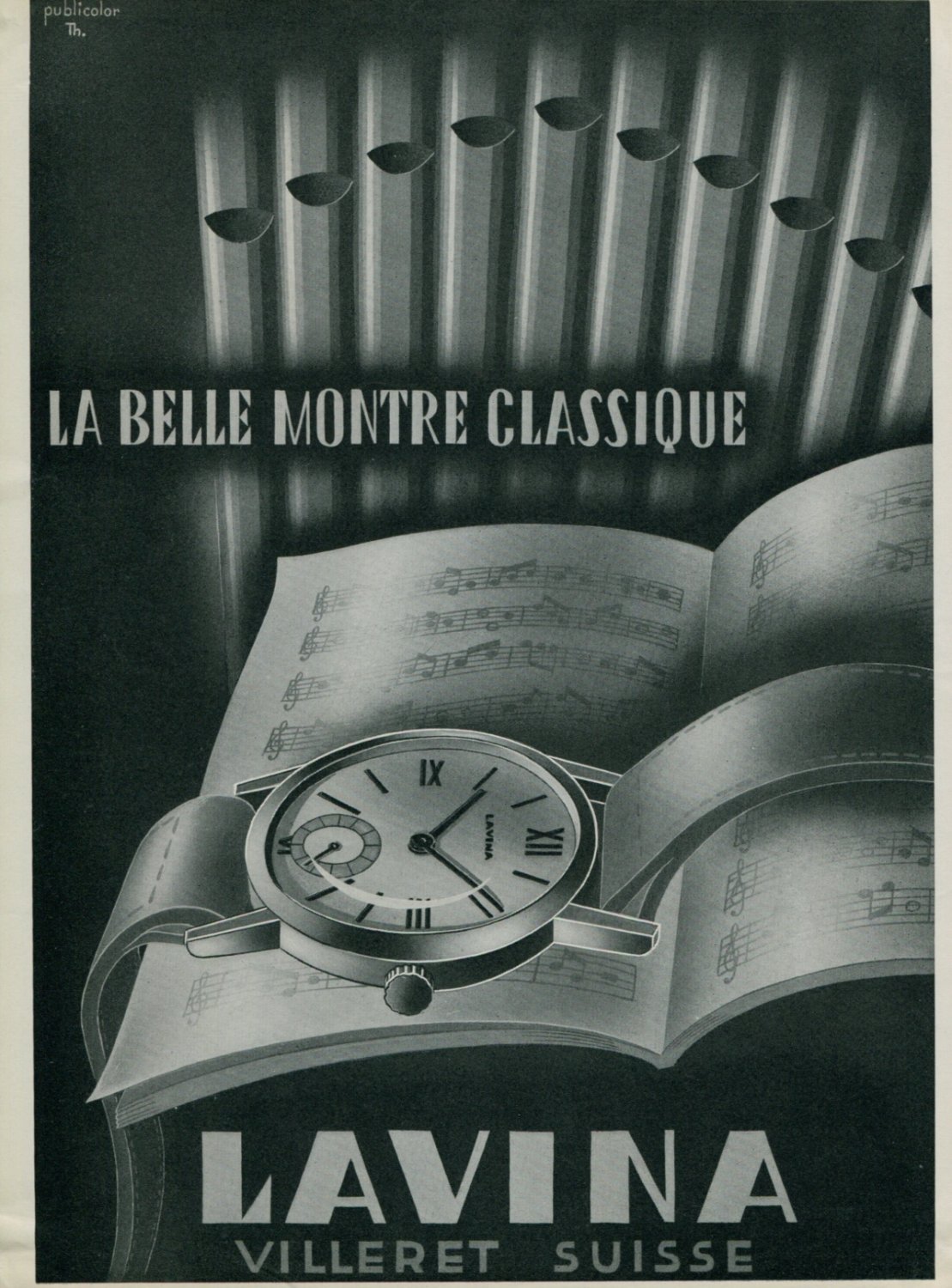1944 Lavina Watch Company Villeret Switzerland 1944 Swiss Ad Suisse Advert Horlogerie Horology