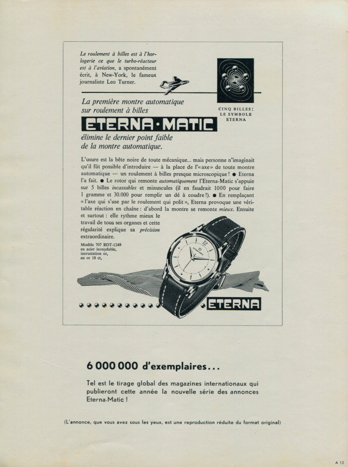 1953 Eterna Watch Company Switzerland Eterna Matic Advert Vintage 1953 Swiss Ad Suisse Advert