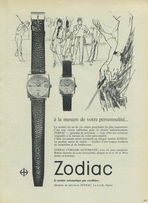 1965 Zodiac Watch Company Switzerland Vintage 1965 Swiss Ad Suisse Advert Horology (French Text)