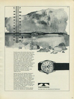 1965 Technos Watch Company Switzerland Vintage 1965 Swiss Ad Suisse Advert Gunzinger Bros.