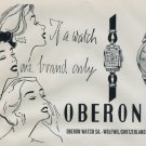1958 Oberon Watch Company Wolfwil Switzerland Vintage 1958 Swiss Ad Suisse Advert