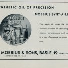1957 H Moebius & Sons Moebius Synt-A-Lube Watch Oil Advert 1957 Swiss Ad Suisse Advert