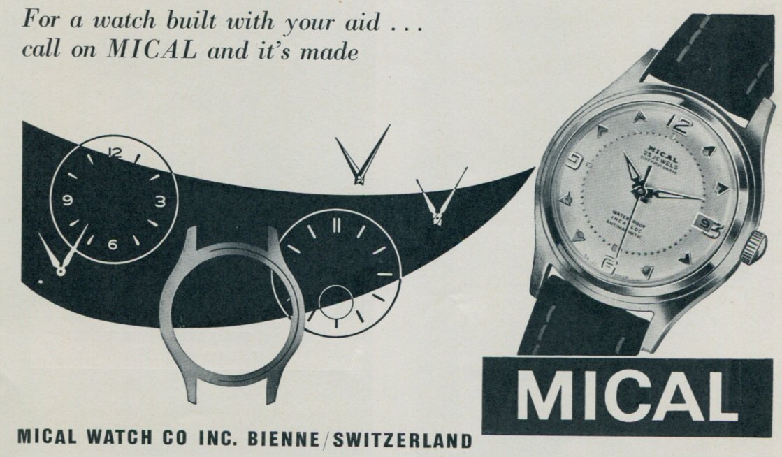 1957 Mical Watch Company Bienne Switzerland Vintage 1957 Swiss Ad Suisse Advert Horology