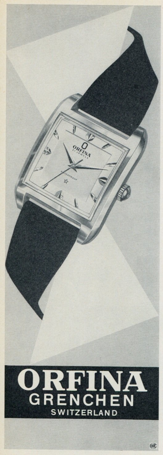 1957 Orfina Watch Company Grenchen Switzerland Vintage 1957 Swiss Ad Suisse Advert