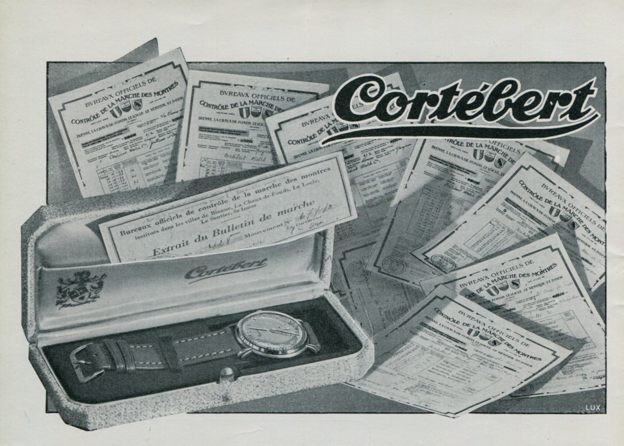1947 Cortebert Watch Company Switzerland Vintage 1947 Swiss Ad Suisse Advert Horology