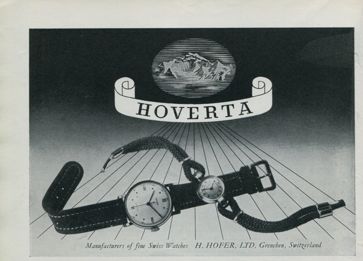 1947 Hoverta Watch Company H Hofer Switzerland Vintage 1947 Swiss Ad Suisse Advert