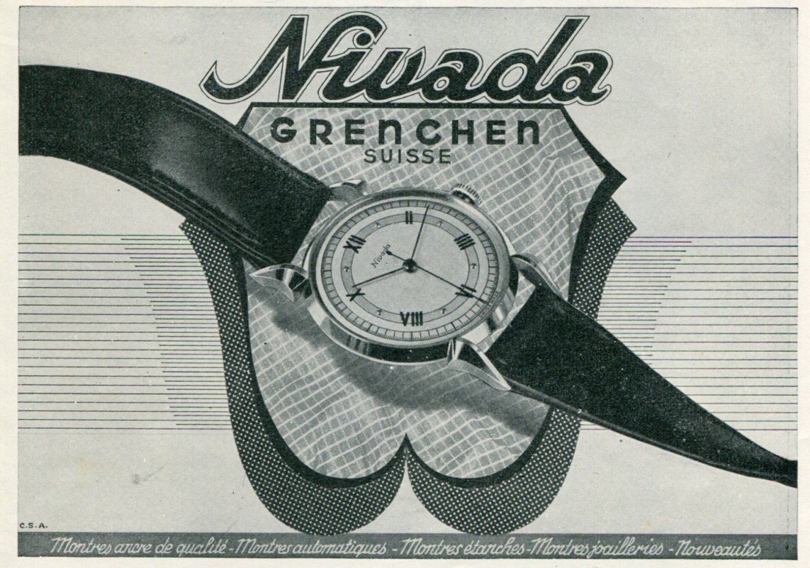 1947 Nivada Watch Company Grenchen Switzerland Vintage 1947 Swiss Ad Suisse Advert