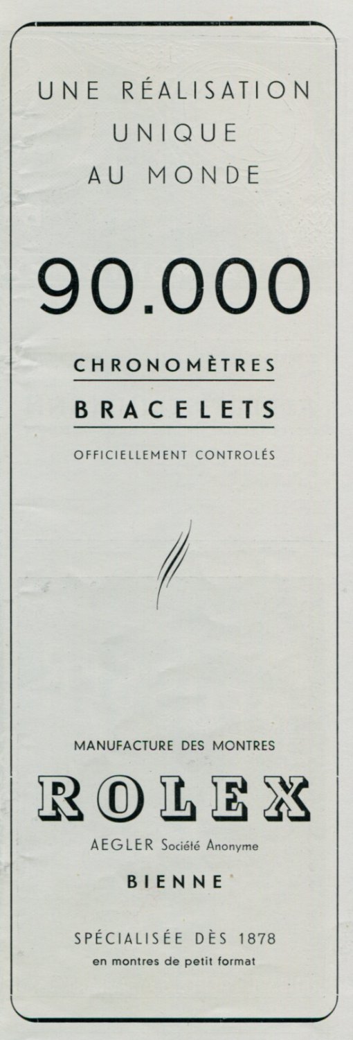 1947 Rolex Watch Company 90,000 Switzerland Vintage 1940s Swiss Ad Suisse Advert