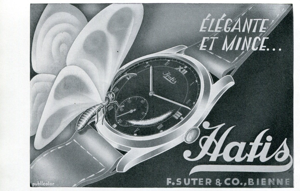 1947 Hafis Watch Company F. Suter & Co. Switzerland Vintage 1947 Swiss Ad Suisse Advert