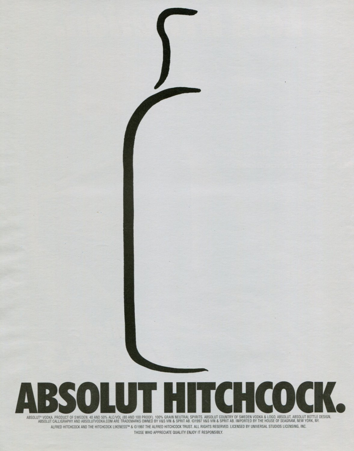 Alfred Hitchcock Absolut Hitchcock Ad Absolut Vodka Advertisement Advert