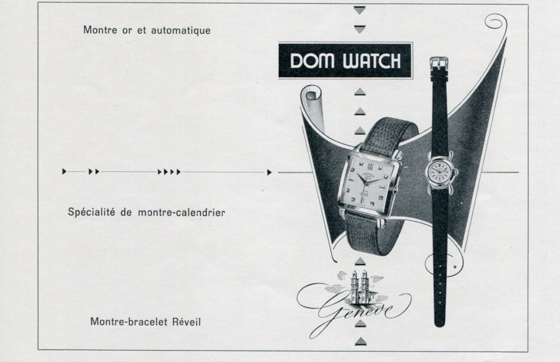 1956 Dom Watch Company Geneva Switzerland Vintage 1956 Swiss Ad Suisse Advert Horology