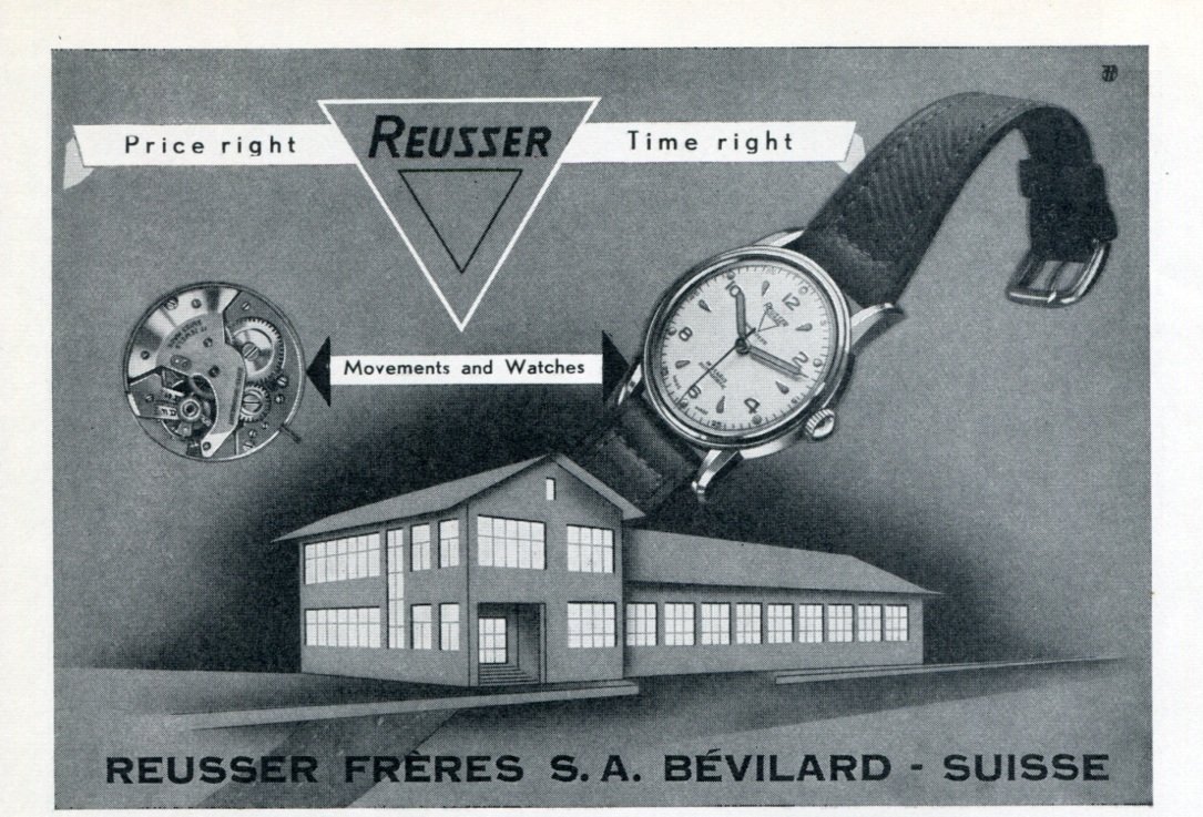 1951 Reusser Watch Company Reusser Freres SA Switzerland Vintage 1951 Swiss Ad Suisse Advert
