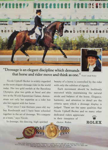 Rolex Watch Company Nicole Uphoff Becker 1995 Print Ad Magazine