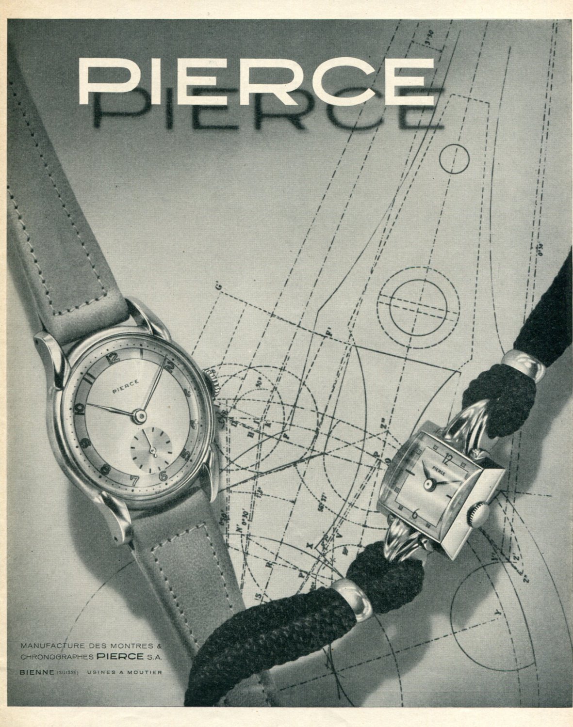1946 Pierce Watch Company Switzerland Vintage 1946 Swiss Ad Suisse Advert Horology