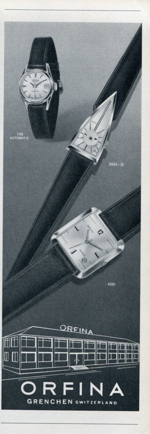1964 Orfina Watch Company Switzerland Vintage 1964 Swiss Ad Suisse Advert Horology
