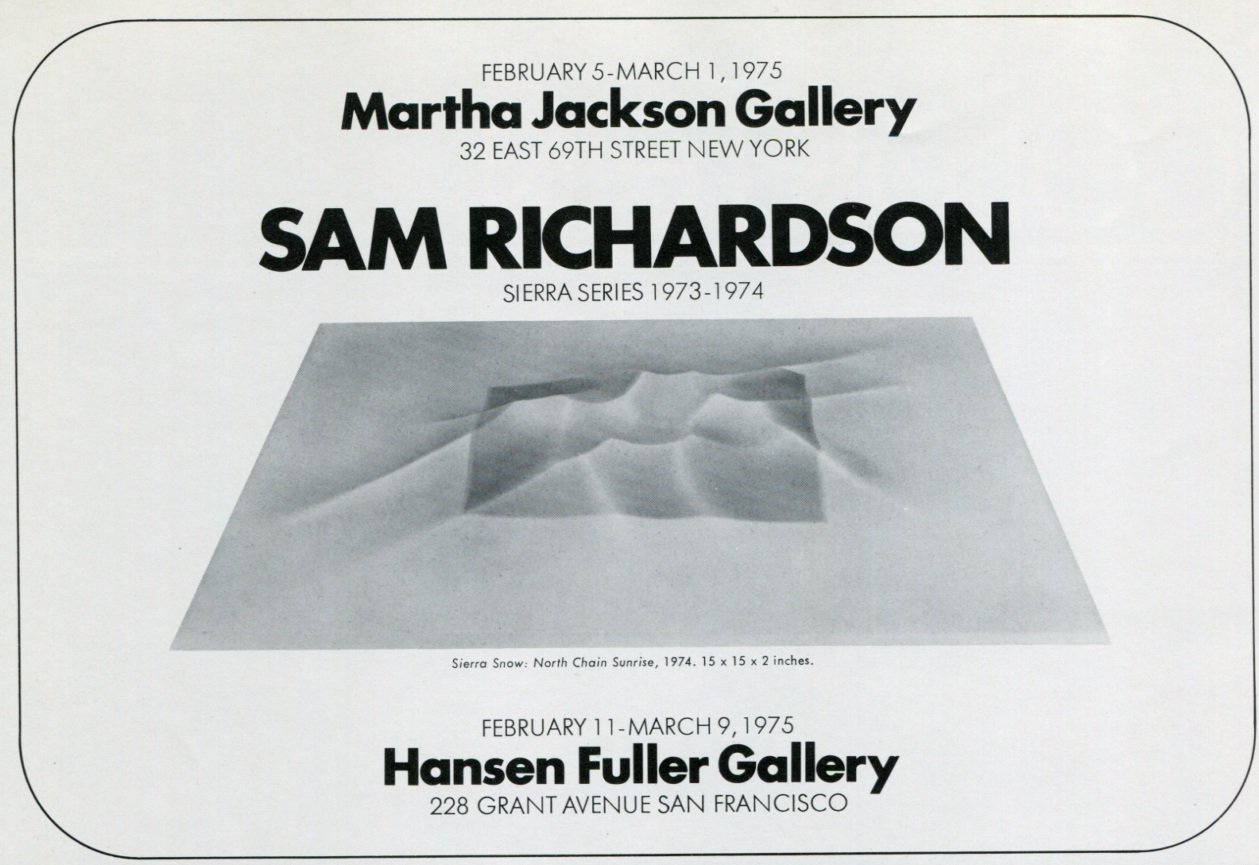 1975 Sam Richardson Vintage 1975 Art Exhibition Ad Advert Martha Jackson Gallery Hansen Fuller