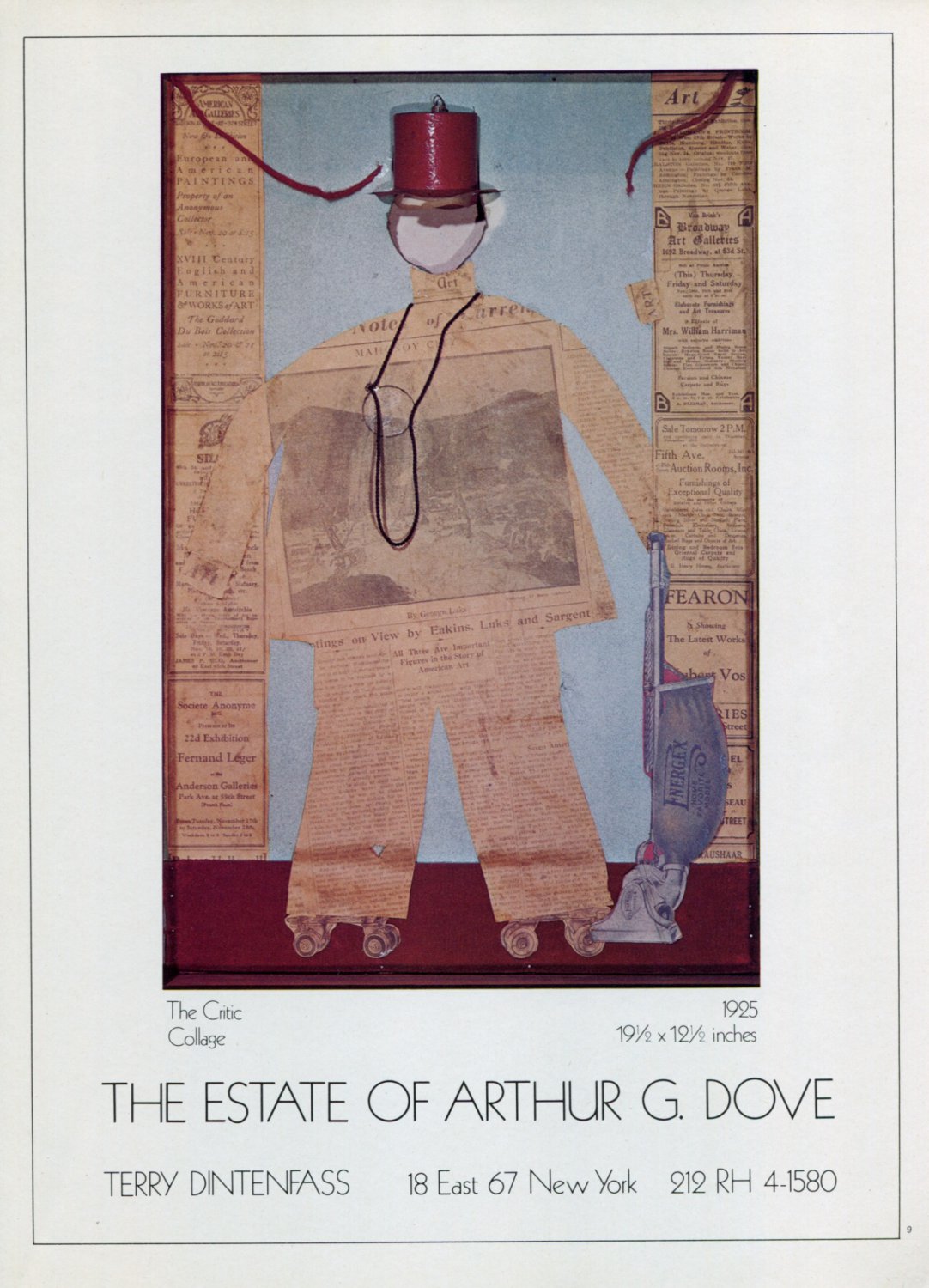 1974 Arthur G. Dove Vintage 1974 Art Ad Advert Terry Dintenfass The Critic Collage