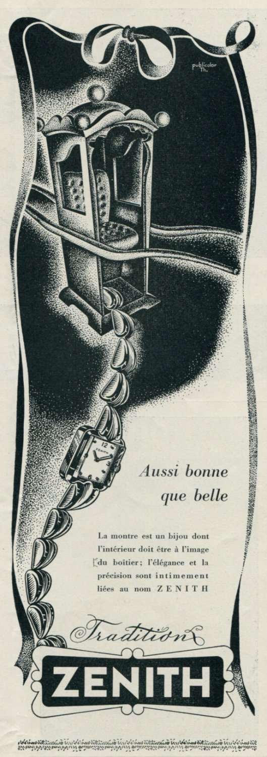 1946 Zenith Watch Company Switzerland Vintage 1946 Swiss Ad Suisse Advert Horology