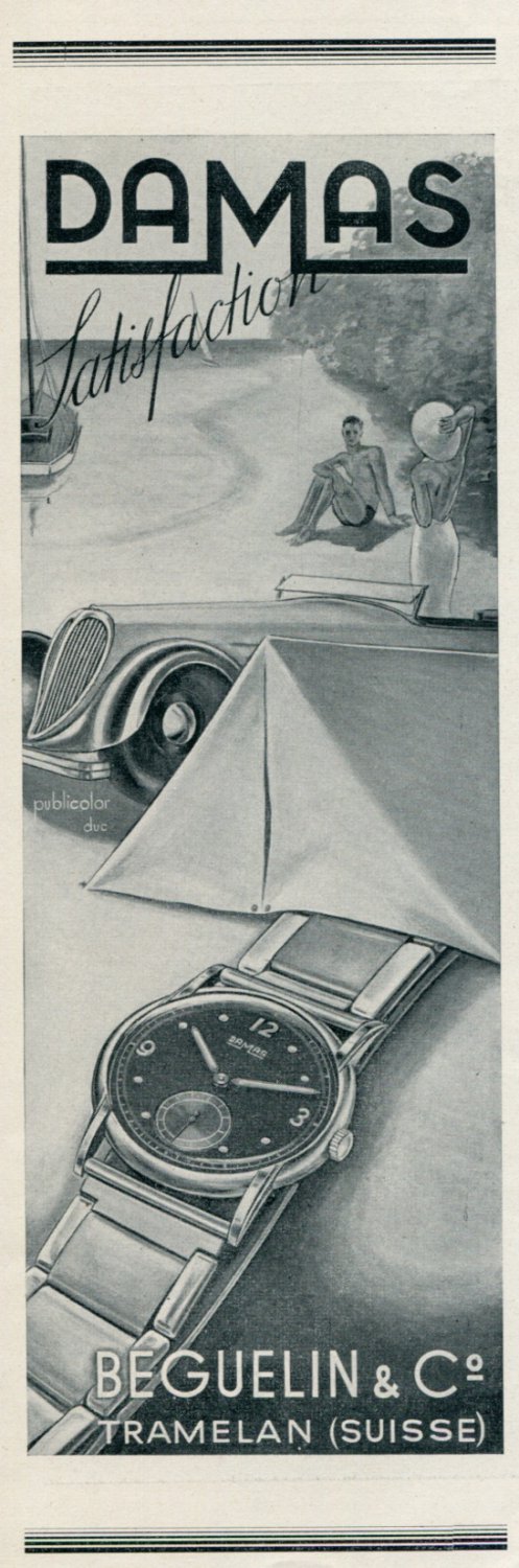 1946 Damas Watch Company Beguelin & Co. Switzerland Vintage 1946 Swiss Ad Suisse Advert