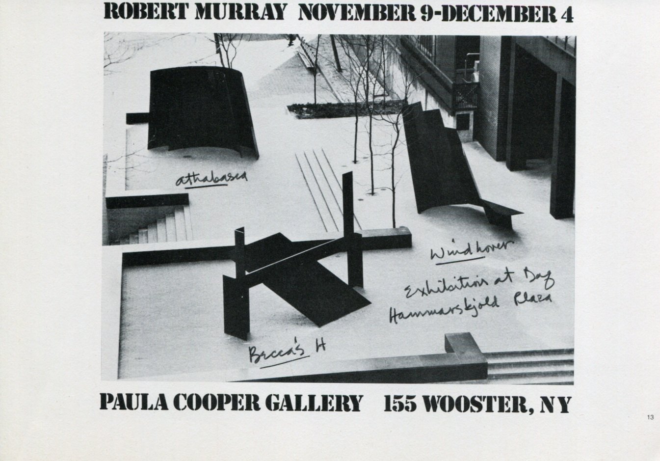 1974 Robert Murray Vintage 1974 Art Exhibition Ad Advert Advertisement Paula Cooper Gallery NY