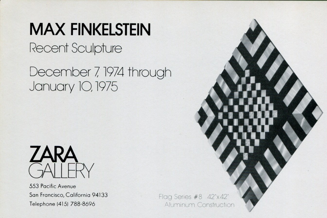1974 Max Finkelstein Sculptor Vintage 1974 Art Exhibition Ad Advert Zara Gallery San Francisco