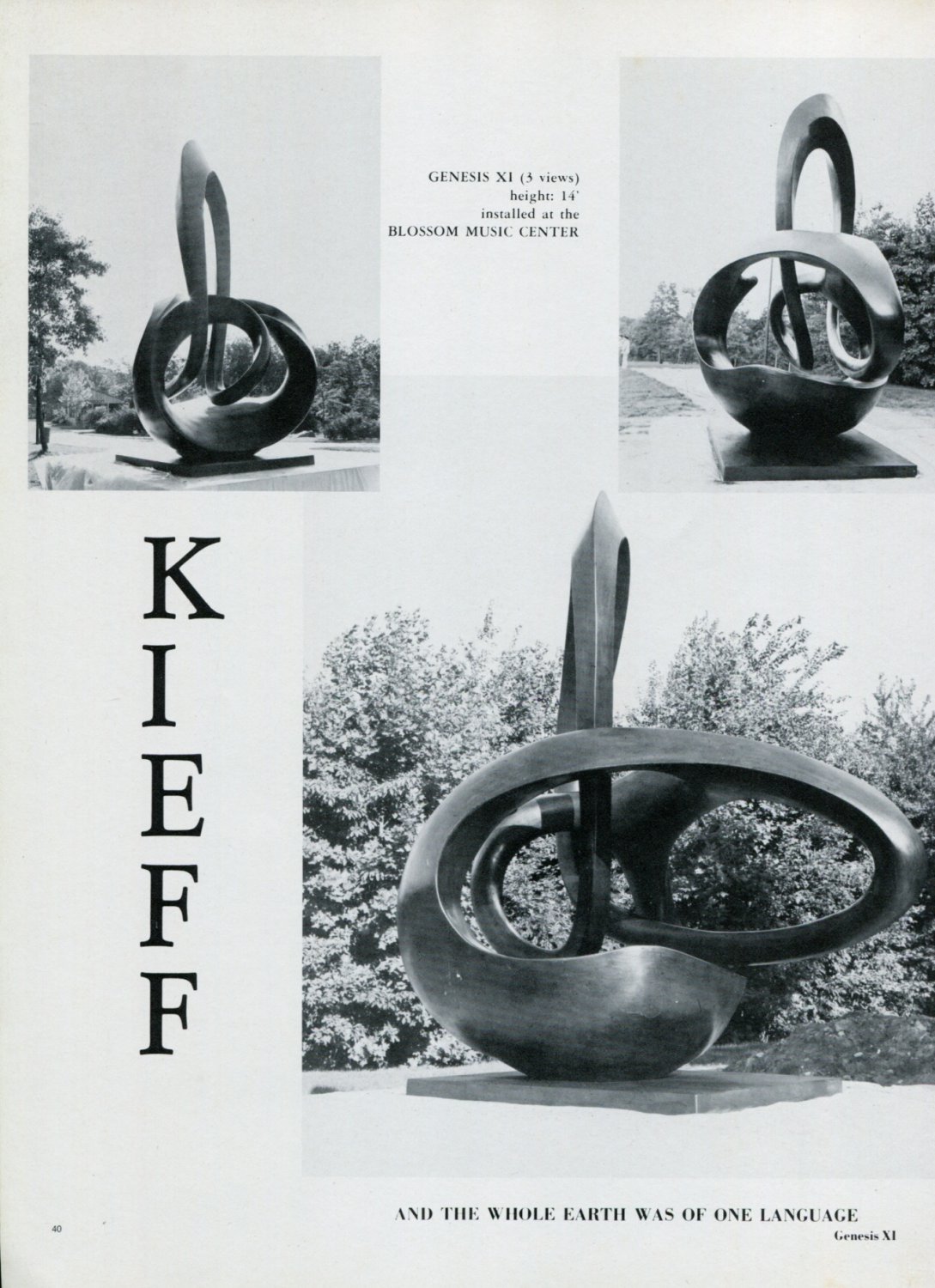 1974 Sculptor Kieff Genesis XI Vintage 1974 Art Ad Advert Blossom Music Center Advertisement