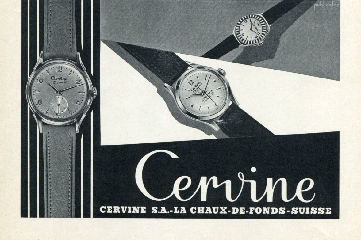 1956 Cervine Watch Company Switzerland Vintage 1956 Swiss Ad Suisse Advert Horology