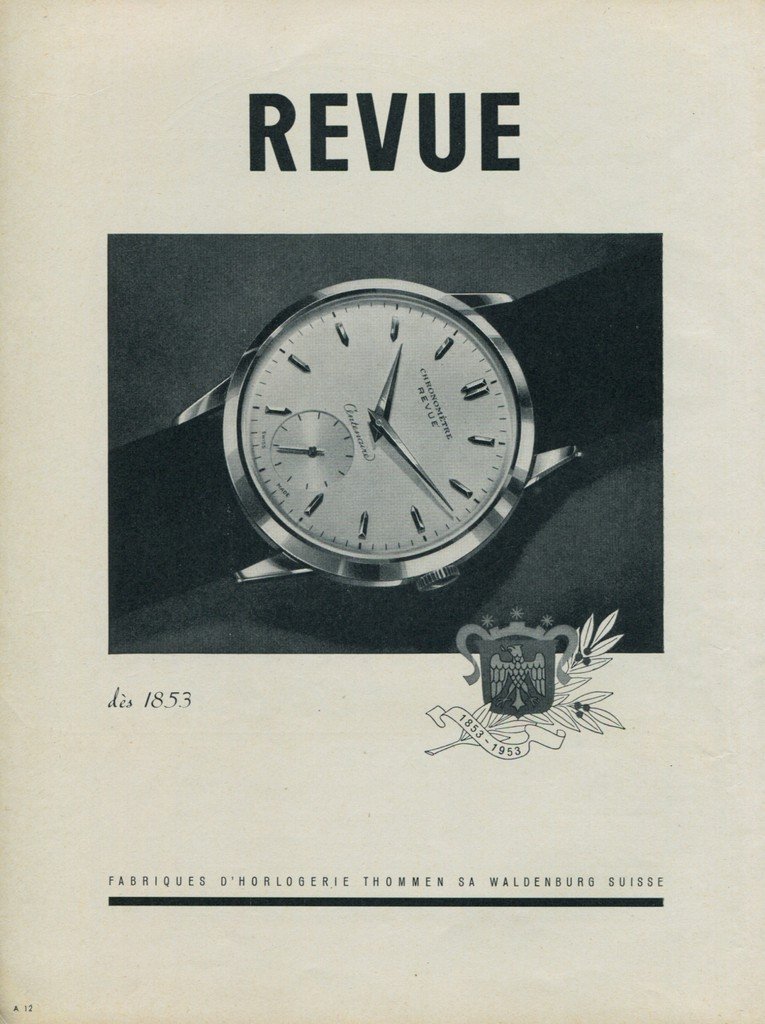 1954 Revue Watch Company Thommen SA Switzerland Vintage 1954 Swiss Ad Suisse Advert