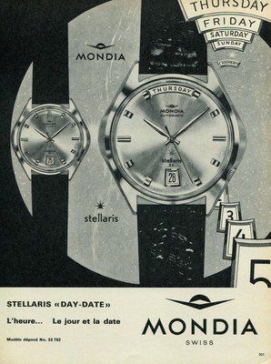 1965 Mondia Watch Company Switzerland Vintage 1965 Swiss Ad Suisse ...