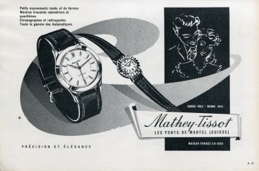 Vintage 1957 Mathey Tissot Watch Company Les Ponts de Martel